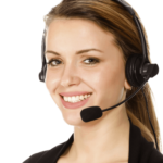Woman wearing a headset.